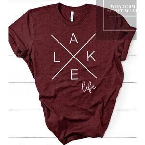Lake Life T-shirt Adult Medium Bella And Canvas Graphic Tee Camping Fishing 70